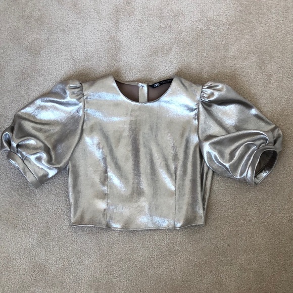 Zara Tops - Zara metallic crop blouse.